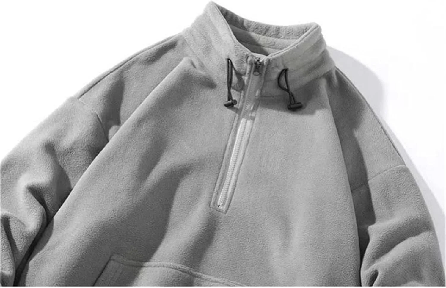 پیراهن آستین بلند مردانه لباس ورزشی پاییزی و زمستانی پلار فلیس پلیور یقه زیپ دار نیمه ای مردانه گشاد (سایز: S)