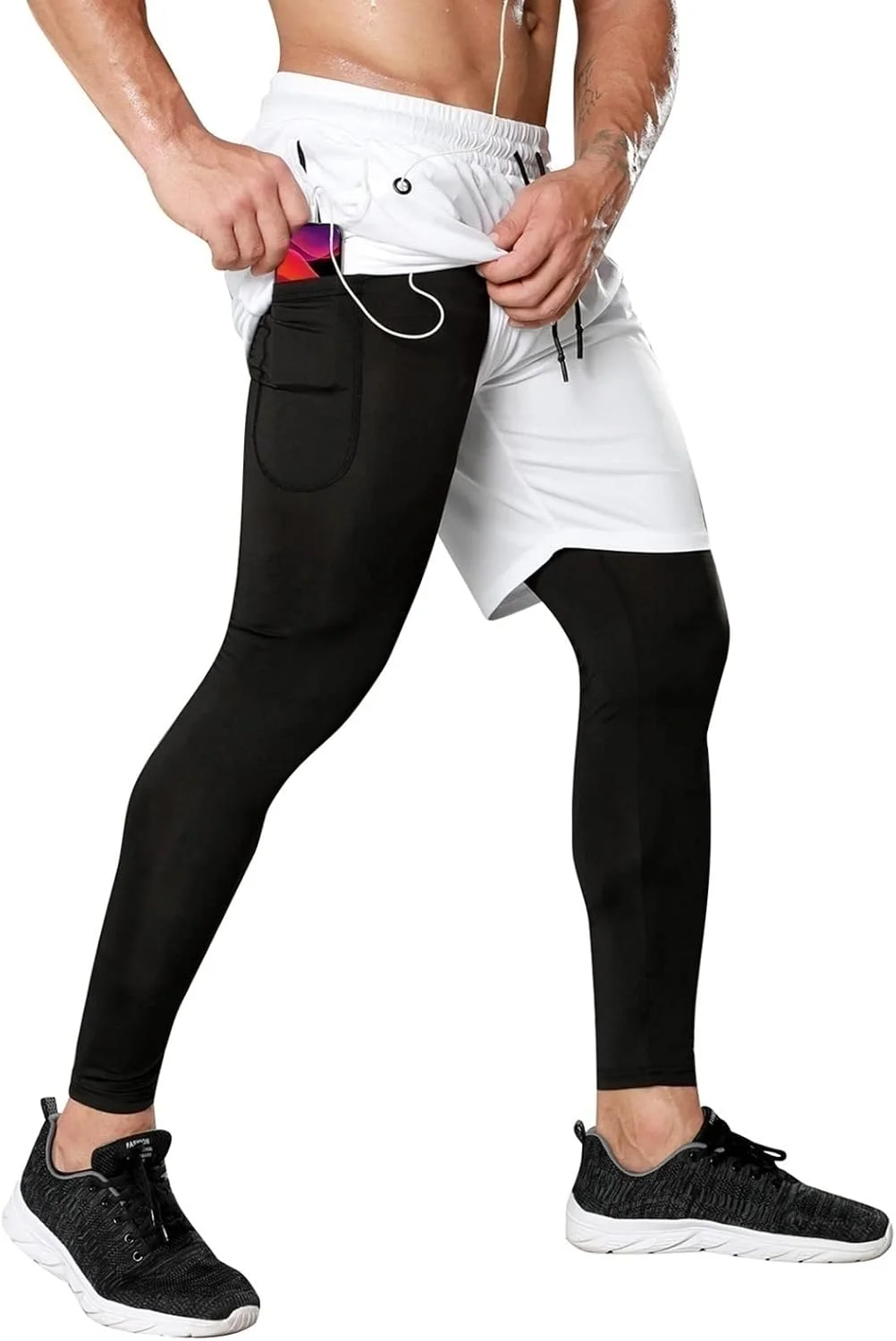 شلوار ورزشی مردانه، شلوار ورزشی مردانه، شلوار فشاری ورزشی مردانه، شلوار ورزشی مردانه با قابلیت خشک شدن سریع، شلوار مردانه برای تمرین، شلوار ورزشی مردانه، شلوار باشگاه مردانه (رنگ: سفید، سایز: XL)