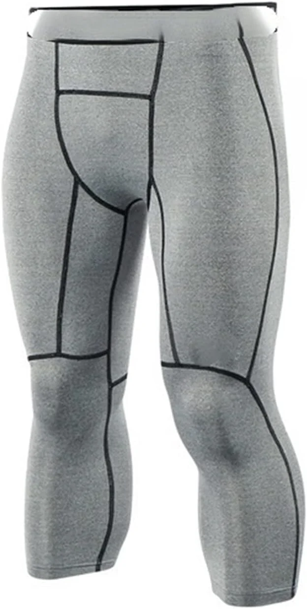 شلوار ورزشی مردانه شلوار فشاری مردانه ساق ورزشی تنفسی یوگا دویدن تمرین شلوار لباس ورزشی (رنگ: خاکستری، سایز: L)