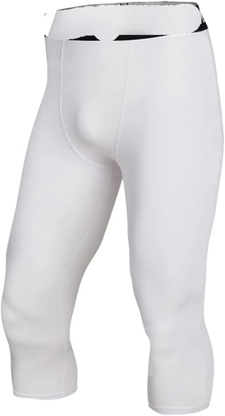 شلوار ورزشی مردانه، شلوار تنگ ورزشی مردانه، شلوار فشرده سازی کوتاه بسکتبال، لباس ورزشی بدنسازی برای شلوار ورزشی مردانه (رنگ: سفید، سایز: M)