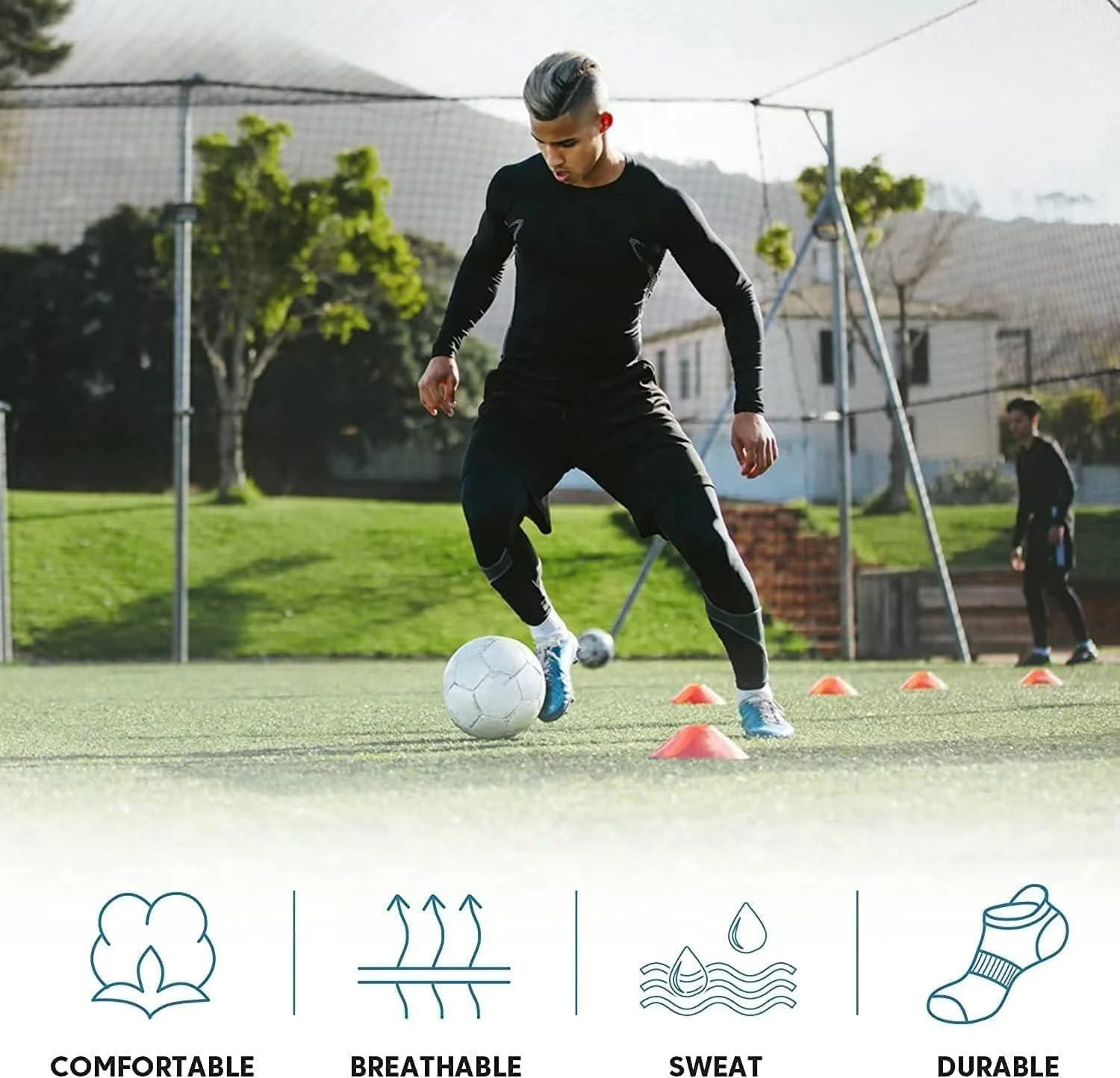 MAKINGTEC 3 جفت جوراب ورزشی مردانه و زنانه ضد لغزش، تنفسی، با پدهای لاستیکی ضد تاول، مناسب برای فوتبال، دویدن، پیاده روی، بوکس و راگبی