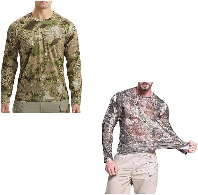 ست 2 عددی لباس استتار مردانه برای شکار، لباس محافظت در برابر آفتاب، لباس ورزشی با قابلیت خشک شدن سریع