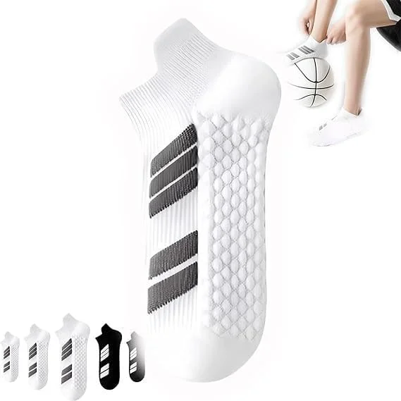 جوراب ورزشی مچی بدون ساق унисекс، تنفسی و رطوبت گیر، مناسب برای آقایان و بانوان، مناسب برای دویدن، سفید، تمرینات ورزشی، استفاده روزمره (سایز 36-44 اروپا) 3 جفت مشکی + 3 جفت سفید