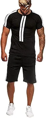 ست لباس ورزشی مردانه LUCIY مناسب فصل تابستان، شامل تیشرت آستین کوتاه و شلوارک، مناسب ورزش، دویدن، ساحل و اوقات فراغت - ست 2 تکه (رنگ: Hortel، سایز: M)