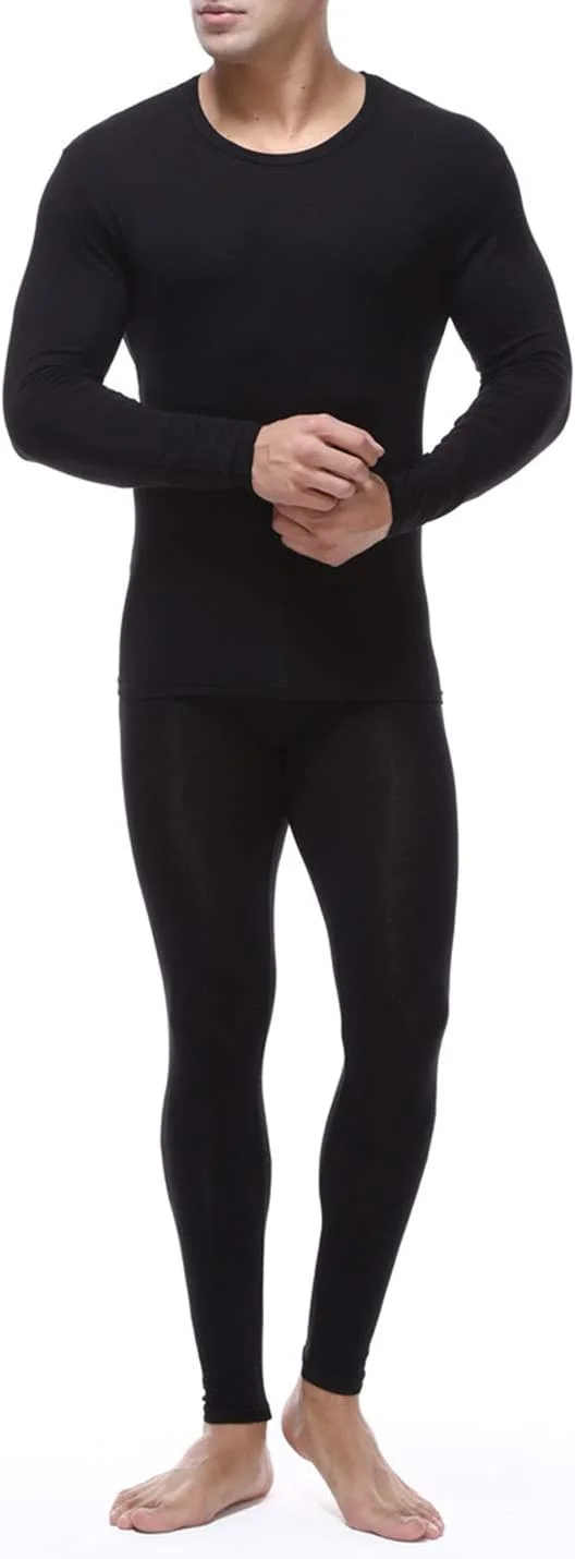ست لباس زیر گرم مردانه فوق العاده نرم Locachy، کشی، نازک، پنبه مودال، بلوز و شلوار بلند