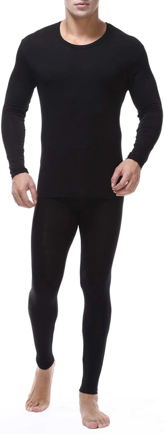 ست لباس زیر گرم مردانه فوق العاده نرم Locachy، کشی، نازک، پنبه مودال، بلوز و شلوار بلند