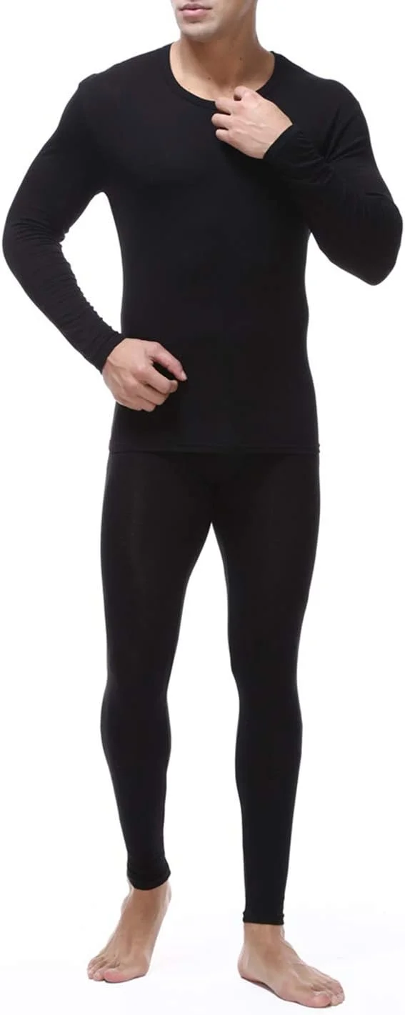 ست لباس زیر گرم مردانه فوق العاده نرم Locachy، کشی، نازک، پنبه مودال، بلوز و شلوار بلند