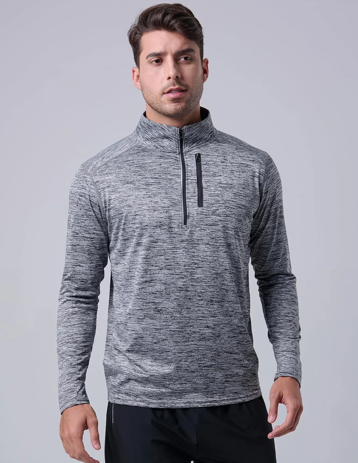 پلیور آستین بلند مردانه ورزشی با زیپ یک‌چهارم