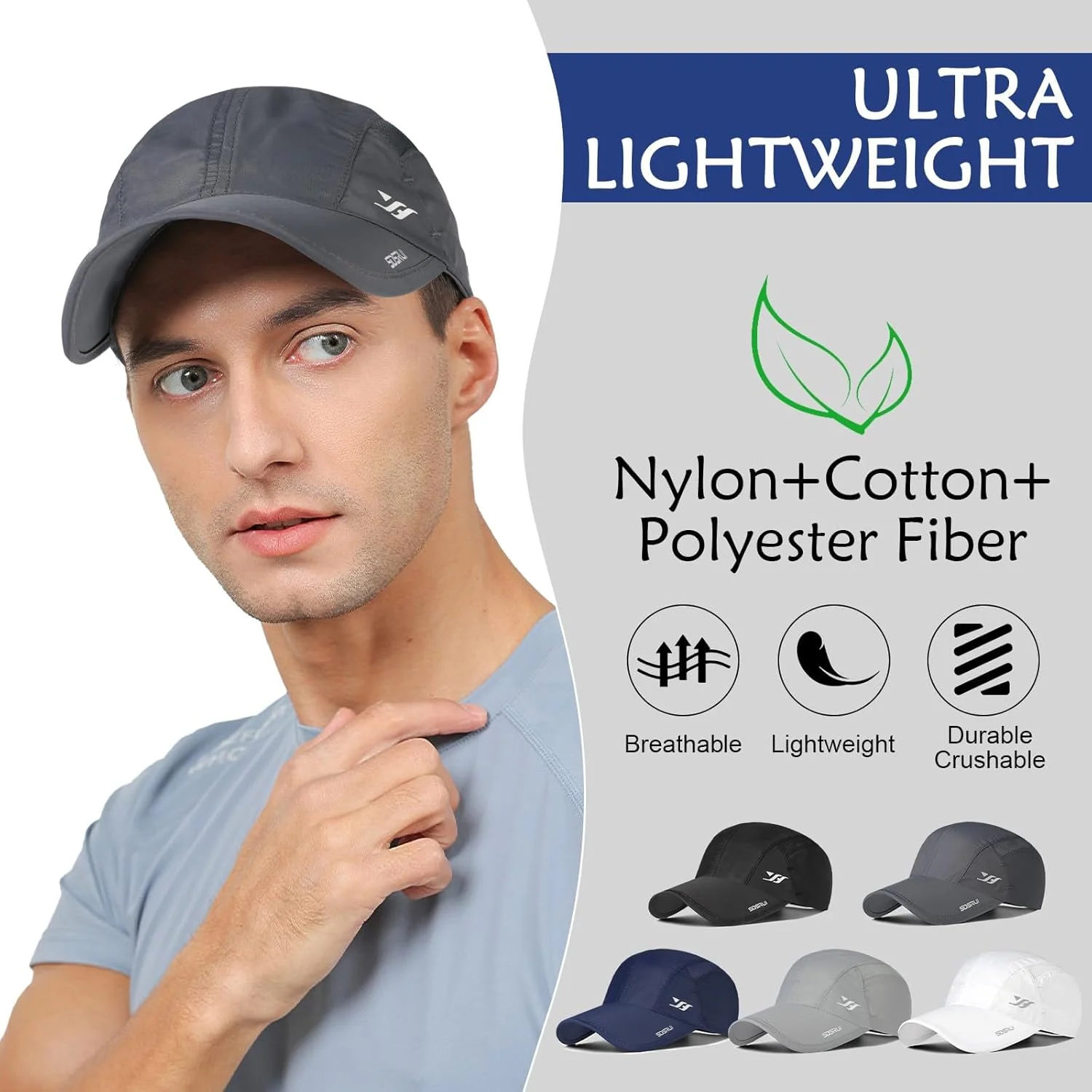 کلاه ورزشی خشک‌شونده سریع، کلاه سبک وزن مخصوص دویدن، کلاه تاشو سبک وزن ورزشی بیسبال، کلاه ورزشی محافظ آفتاب، مناسب برای دویدن، کوهنوردی و پیاده‌روی، унисекс