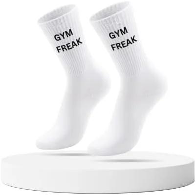 جوراب ساق دار با طرح "کمتر درام"، جوراب نخی سفید راحت برای ورزش، جوراب ورزشی مردانه و زنانه با نوشته سرگرم کننده برای یوگا، جوراب نخی