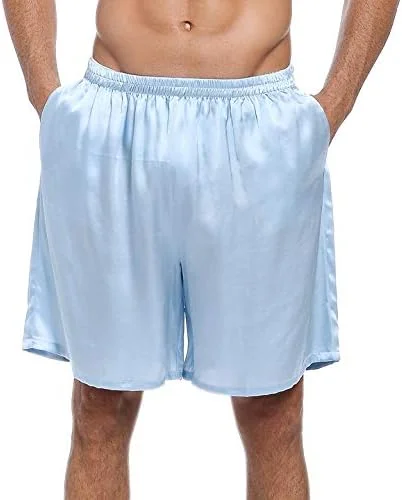 شورت مردانه ابریشم خالص توت LEPTON، لباس ورزشی راحت، جیب های جلو، کمر کشی