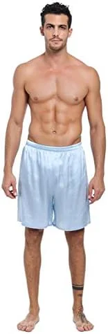 شورت مردانه ابریشم خالص توت LEPTON، لباس ورزشی راحت، جیب های جلو، کمر کشی