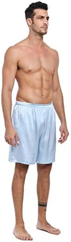 شورت مردانه ابریشم خالص توت LEPTON، لباس ورزشی راحت، جیب های جلو، کمر کشی