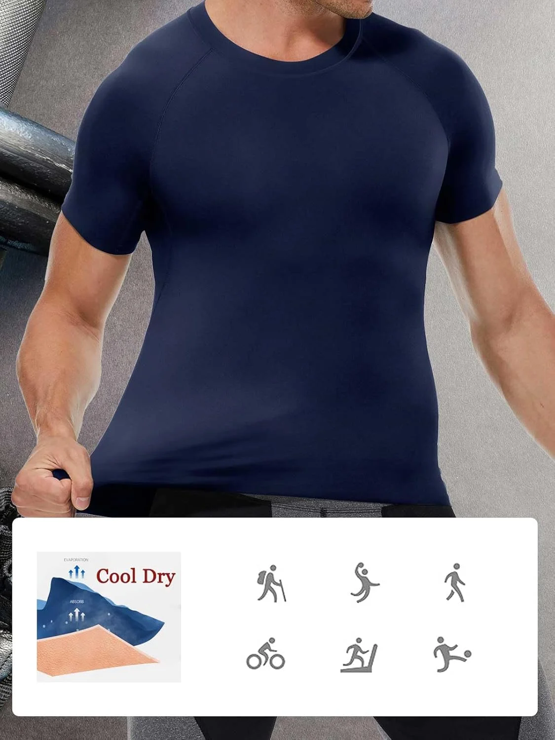 تی شرت ورزشی مردانه، آستین کوتاه، مناسب تمرین و باشگاه، زیرپوش ورزشی