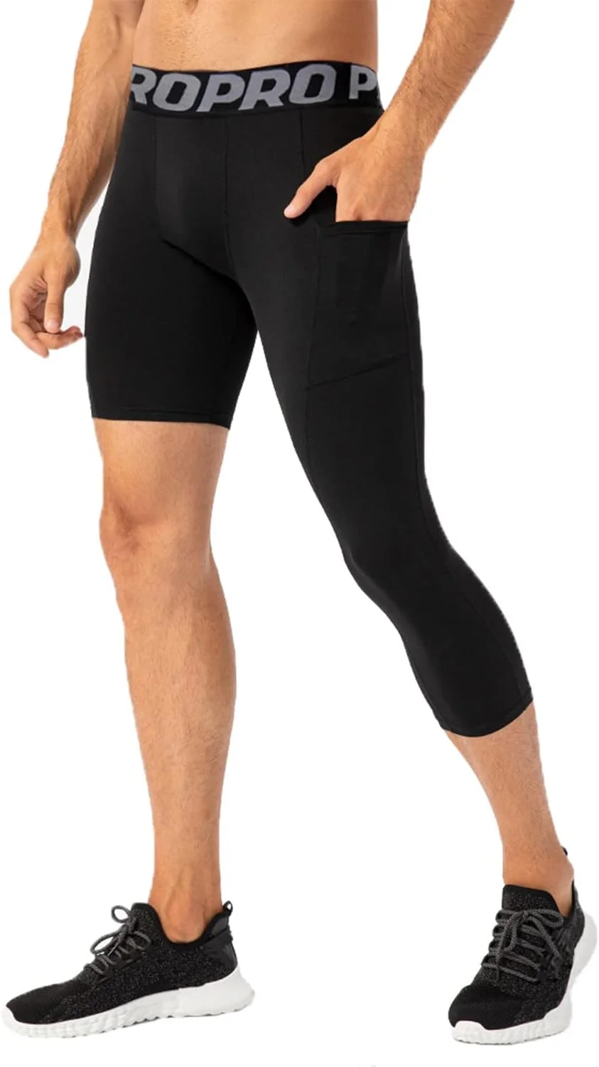 لگینگ فشاری تک پا مردانه لاندونسی، بسته 2 عددی، ساق ورزشی سه ربع، مناسب بسکتبال، لایه زیرین ورزشی برای دویدن و سایر ورزش ها