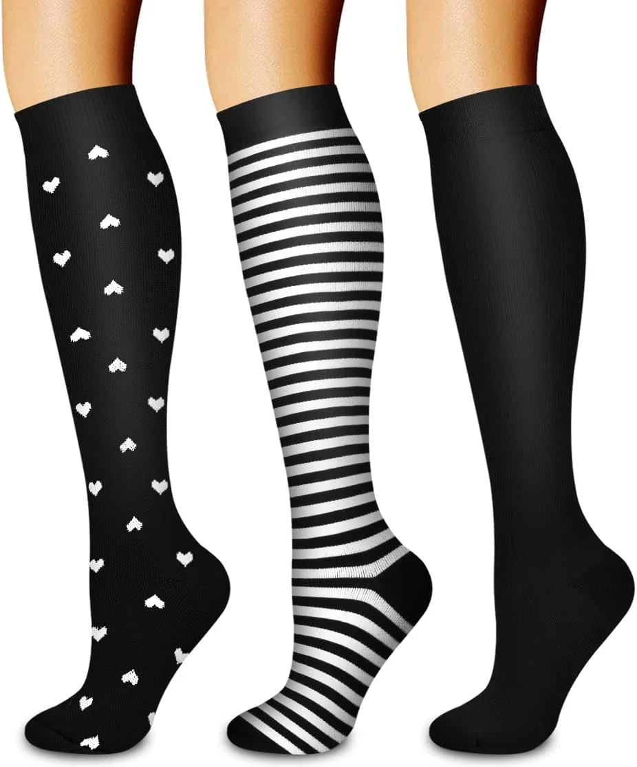 جوراب فشاری طبی لایت هبه، بسته 3 عددی - جوراب فشاری برای زنان و مردان - مناسب برای دویدن، پرستاری، ورزش