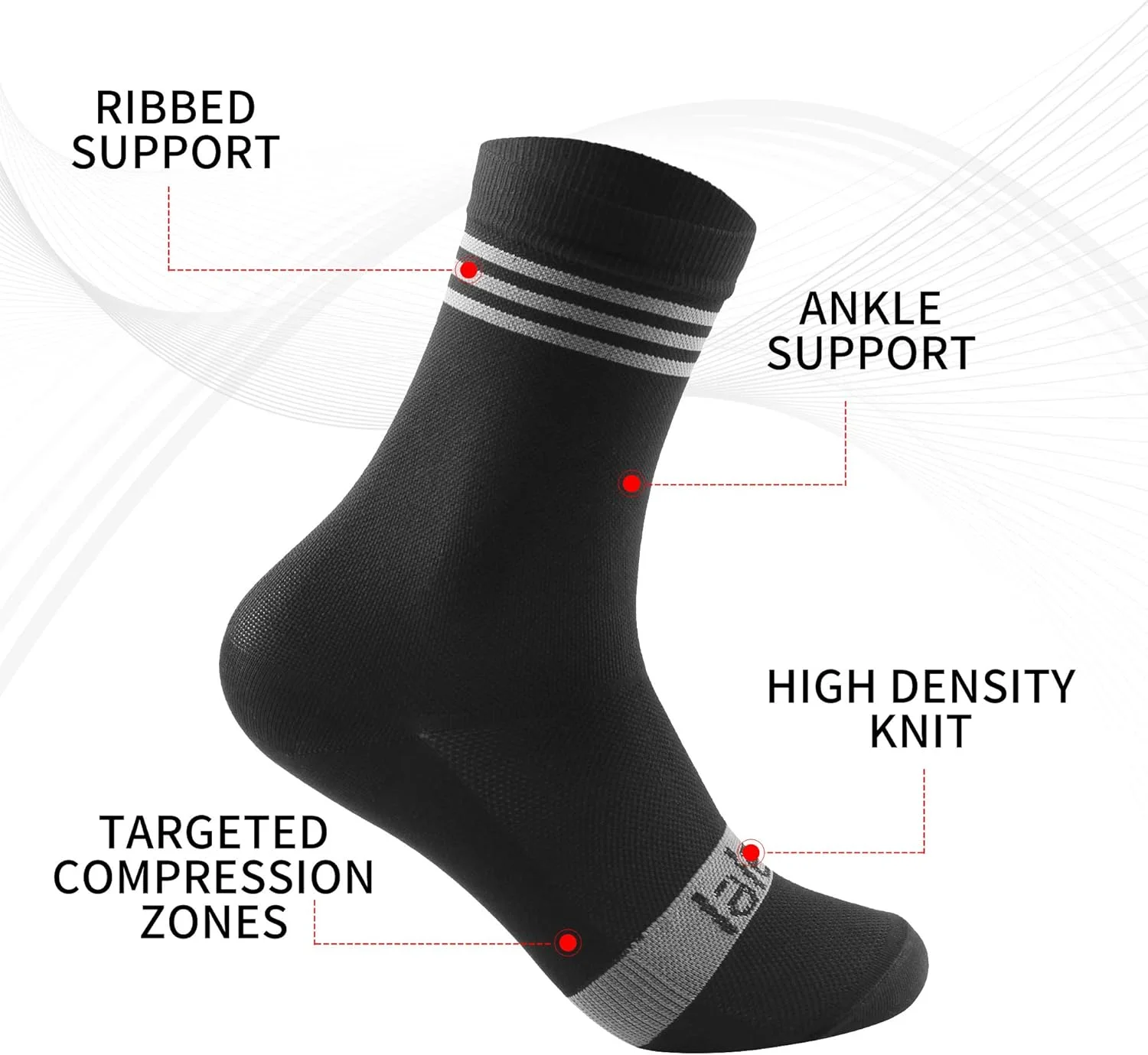 3 جفت جوراب مردانه برای دوچرخه سواری کوهستانی، اسپینینگ، جاده و مسابقه، جوراب ساق بلند ورزشی تنفسی برای دویدن، پیاده روی، کمپینگ و هایکینگ