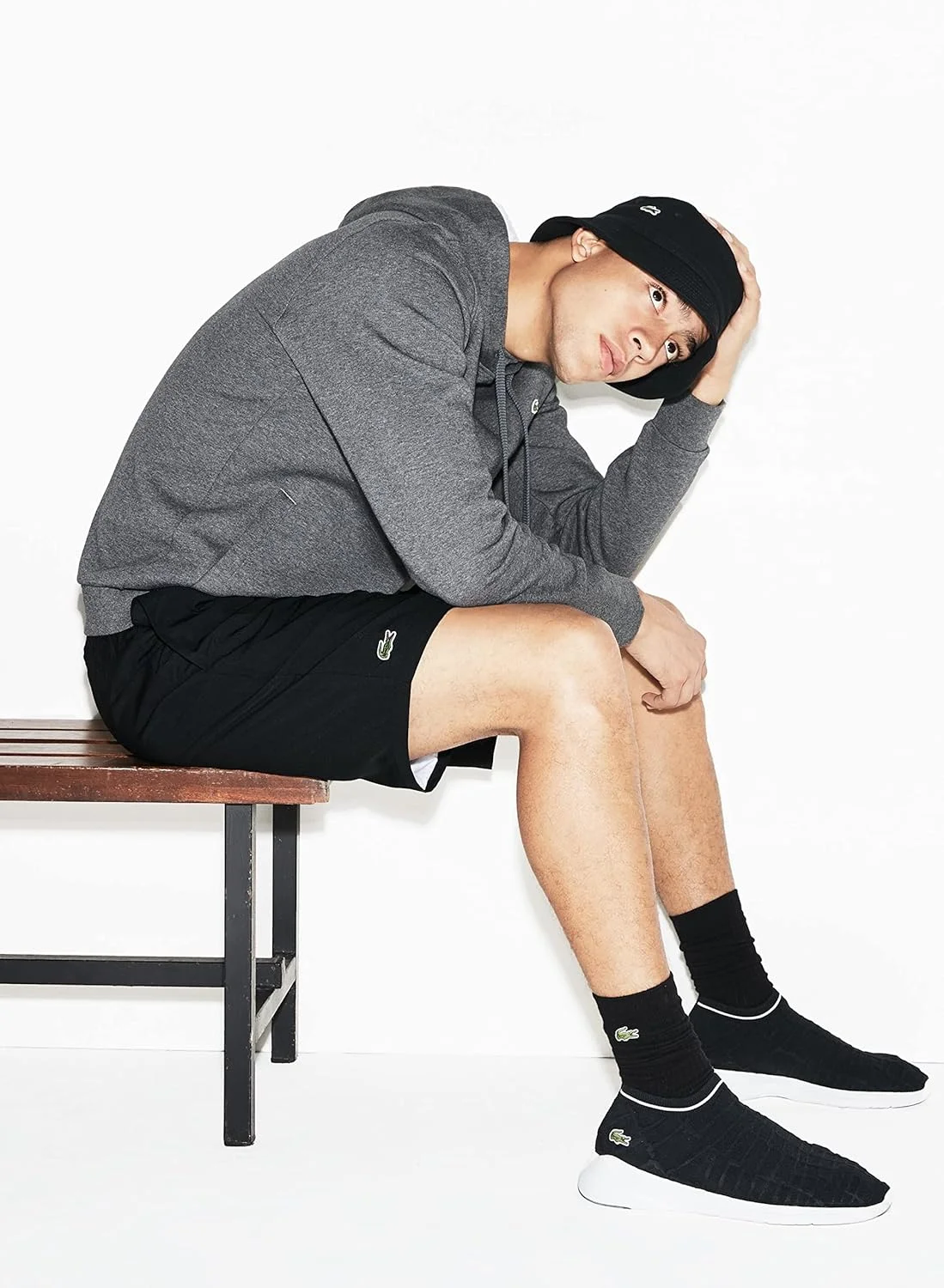 شلوارک ورزشی مردانه لاکست با نوار لوگو