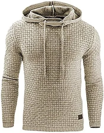 سویشرت مردانه کلاه دار آستین بلند رنگ ثابت، مناسب برای ورزش