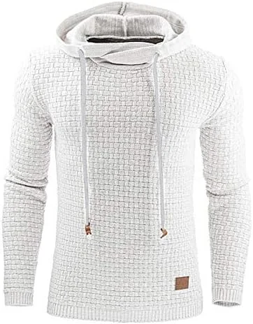 سویشرت مردانه کلاه دار آستین بلند رنگ ثابت، مناسب برای ورزش