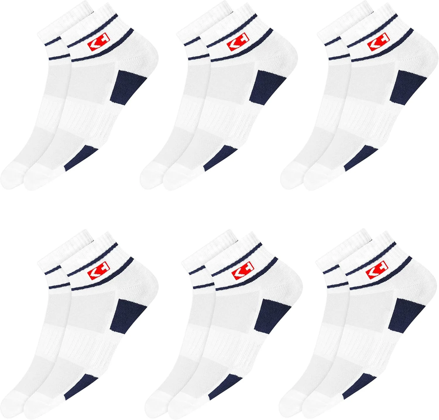 جوراب ساق کوتاه مردانه نخی ممتاز با طرح راه راه قدیمی، بسته 6 عددی (سایز پا: 40-45)