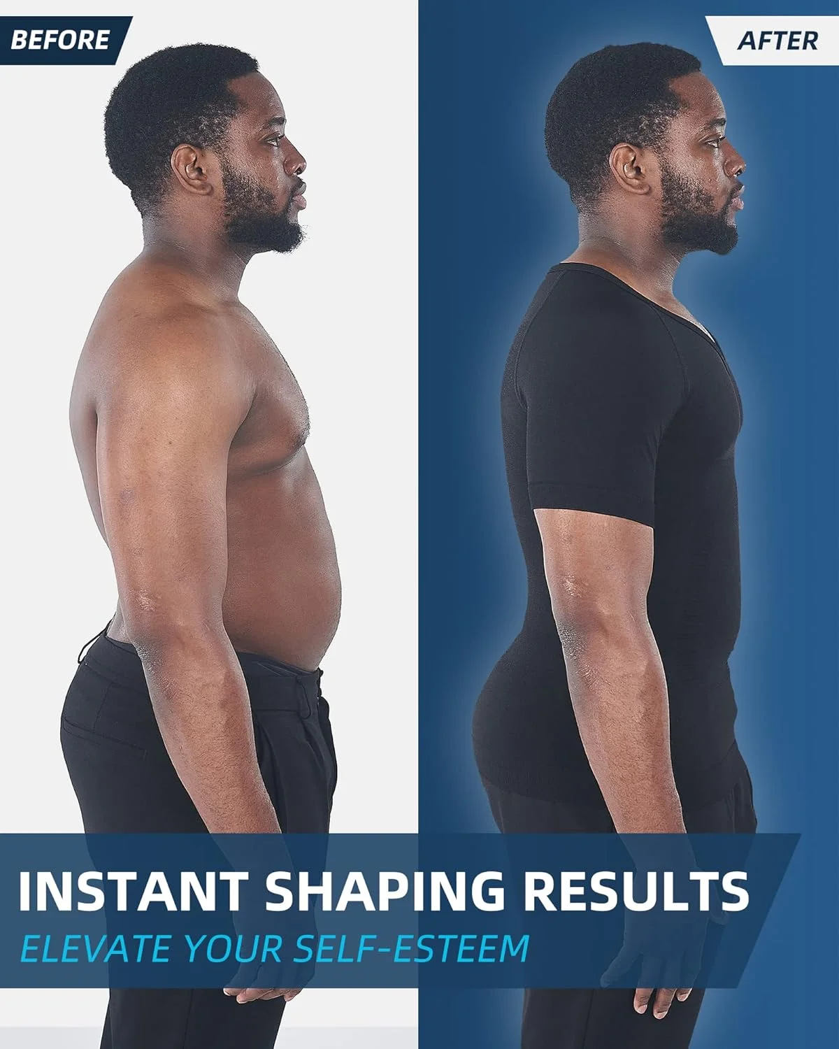 تی‌شرت فشرده‌سازی مردانه KOCLES، زیرپوش فرم‌دهنده و لاغری اندام، تی‌شرت ورزشی یقه هفت