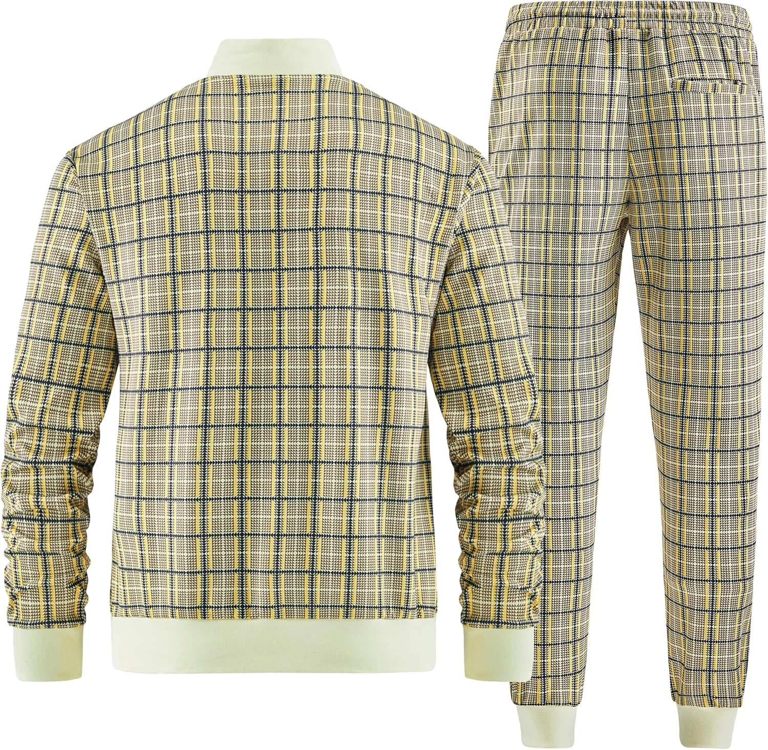 ست ورزشی مردانه W JIANWANG - لباس ورزشی مردانه با زیپ آستین بلند و شلوار ورزشی