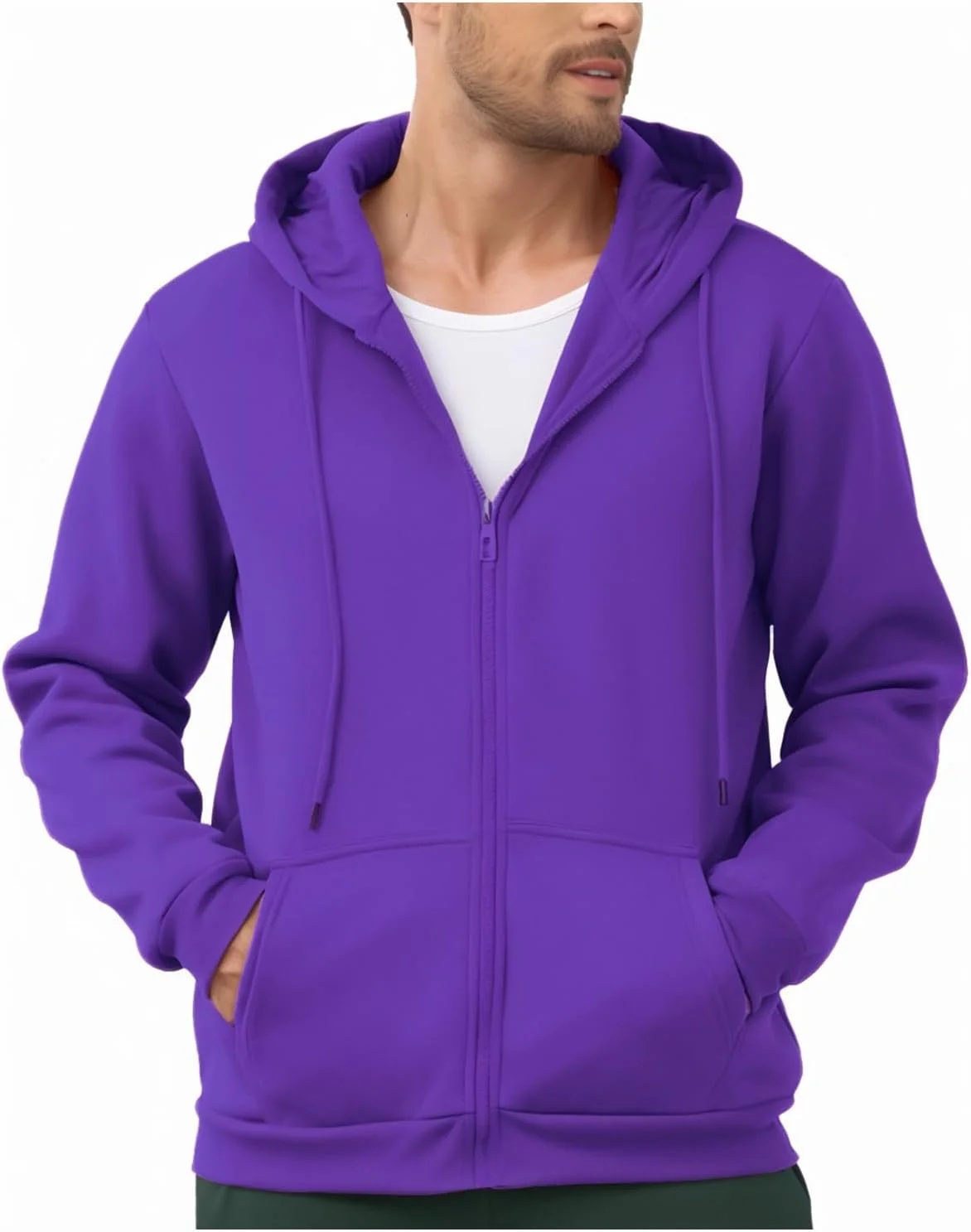 هودی پشمی زیپ‌دار مردانه، آستین بلند، مناسب فعالیت‌های ورزشی، دارای زیپ کامل، سایز S-3XL