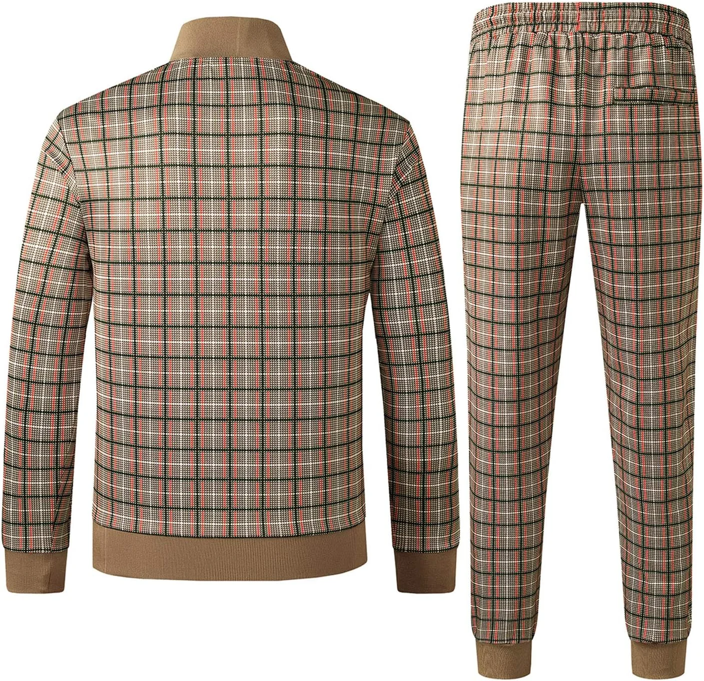 ست ورزشی مردانه W JIANWANG - لباس ورزشی مردانه با آستین بلند و زیپ، شلوار ورزشی مناسب فیتنس