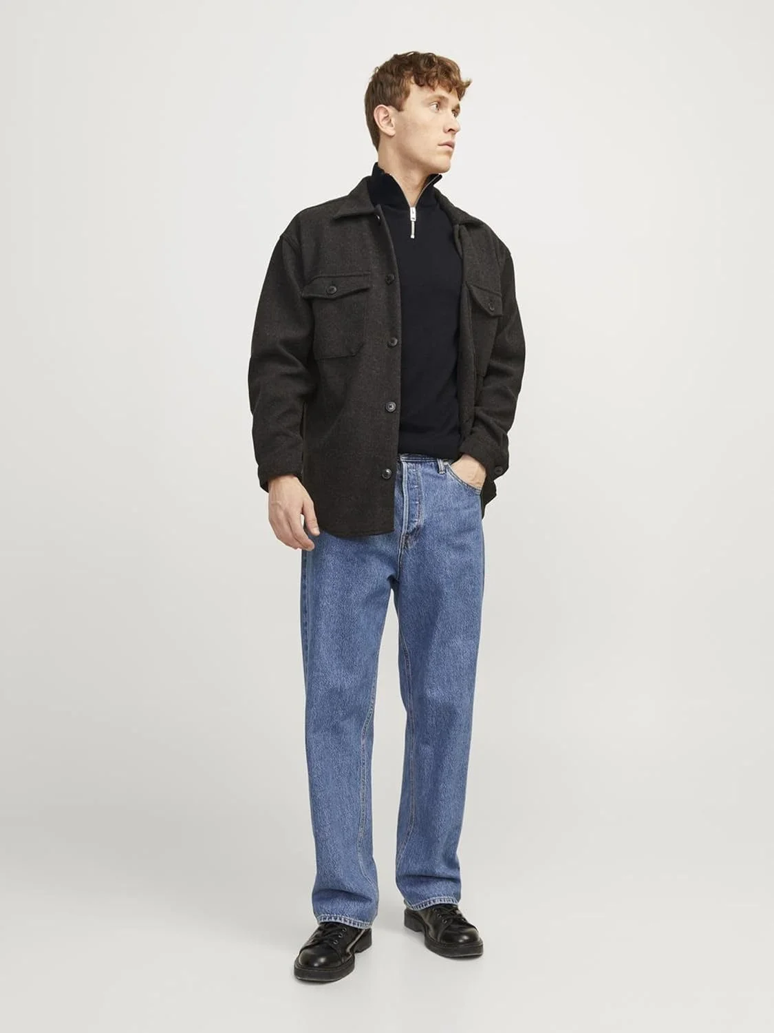 پلیور مردانه ژاک اند جونز مدل EMIL KNIT HALF ZIP (تک عددی)