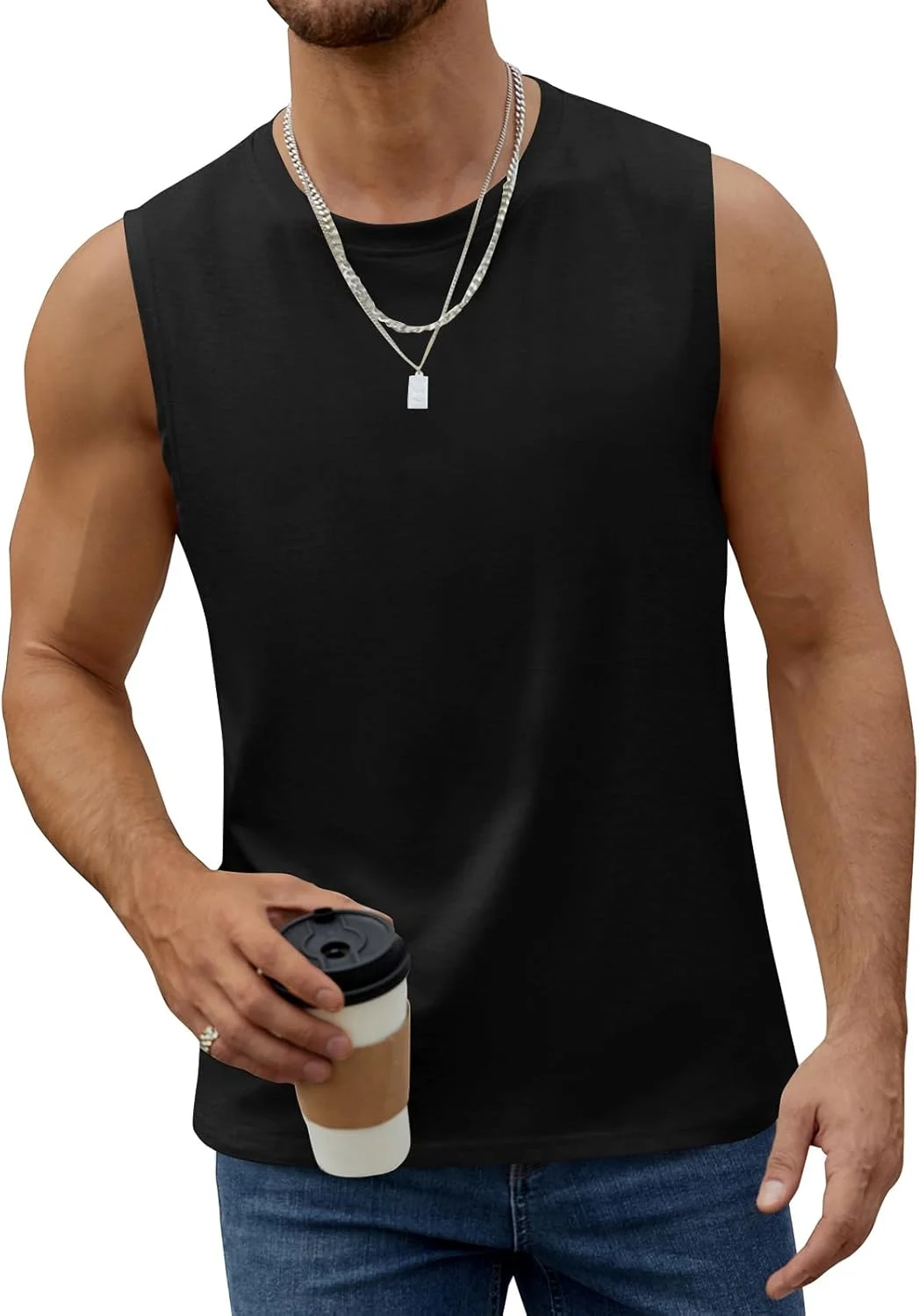 تاپ ورزشی مردانه بدون آستین، نخی، غیر رسمی، مناسب باشگاه و تمرین