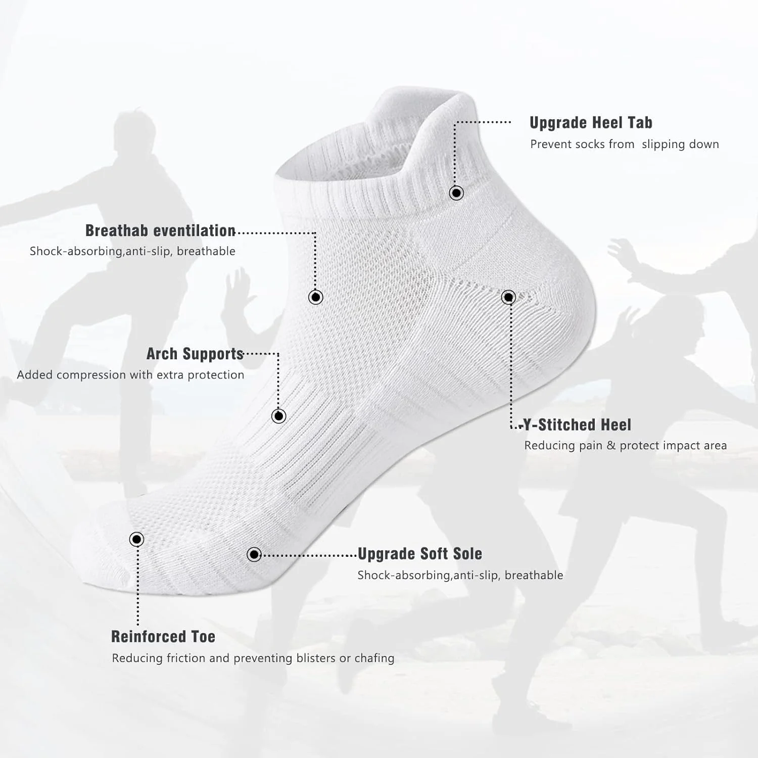 جوراب ورزشی مردانه نخی - دارای بالشتک، رطوبت گیر، ضد بو، جوراب ساق کوتاه ورزشی مردانه، بسته 3 عددی در رنگ های کلاسیک (مشکی، سفید، خاکستری)