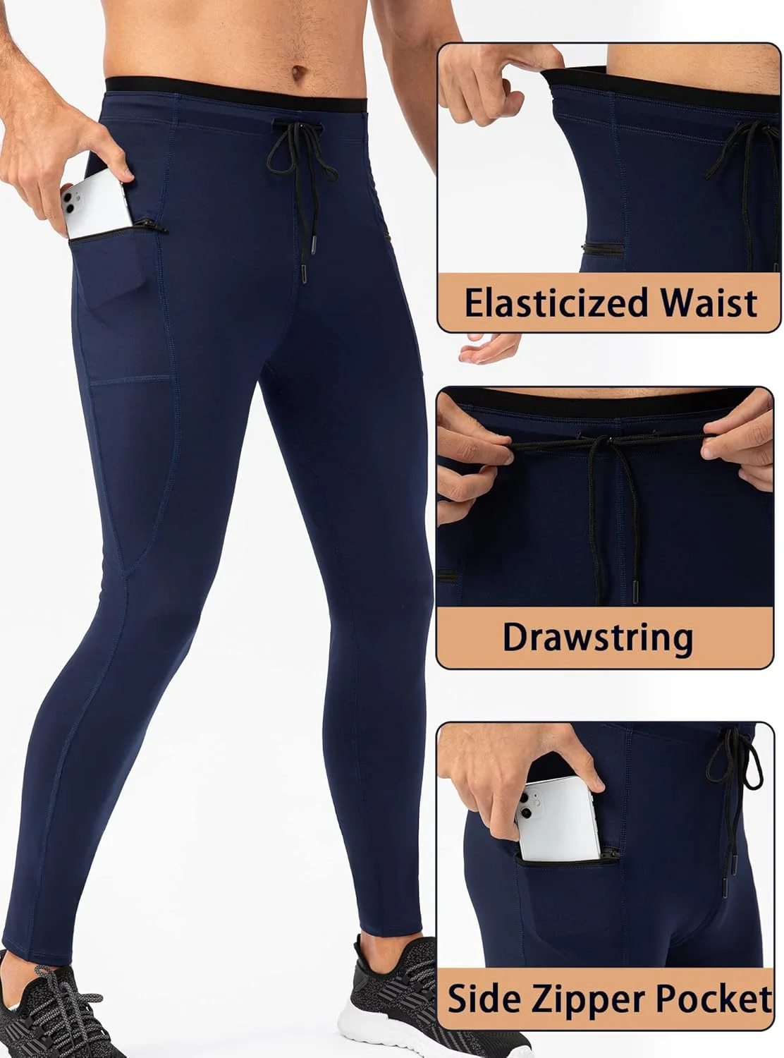 شلوار ورزشی مردانه Irovami، لگ ورزشی مردانه با جیب، کمر کشی بند دار، ساق ورزشی باریک مناسب دویدن