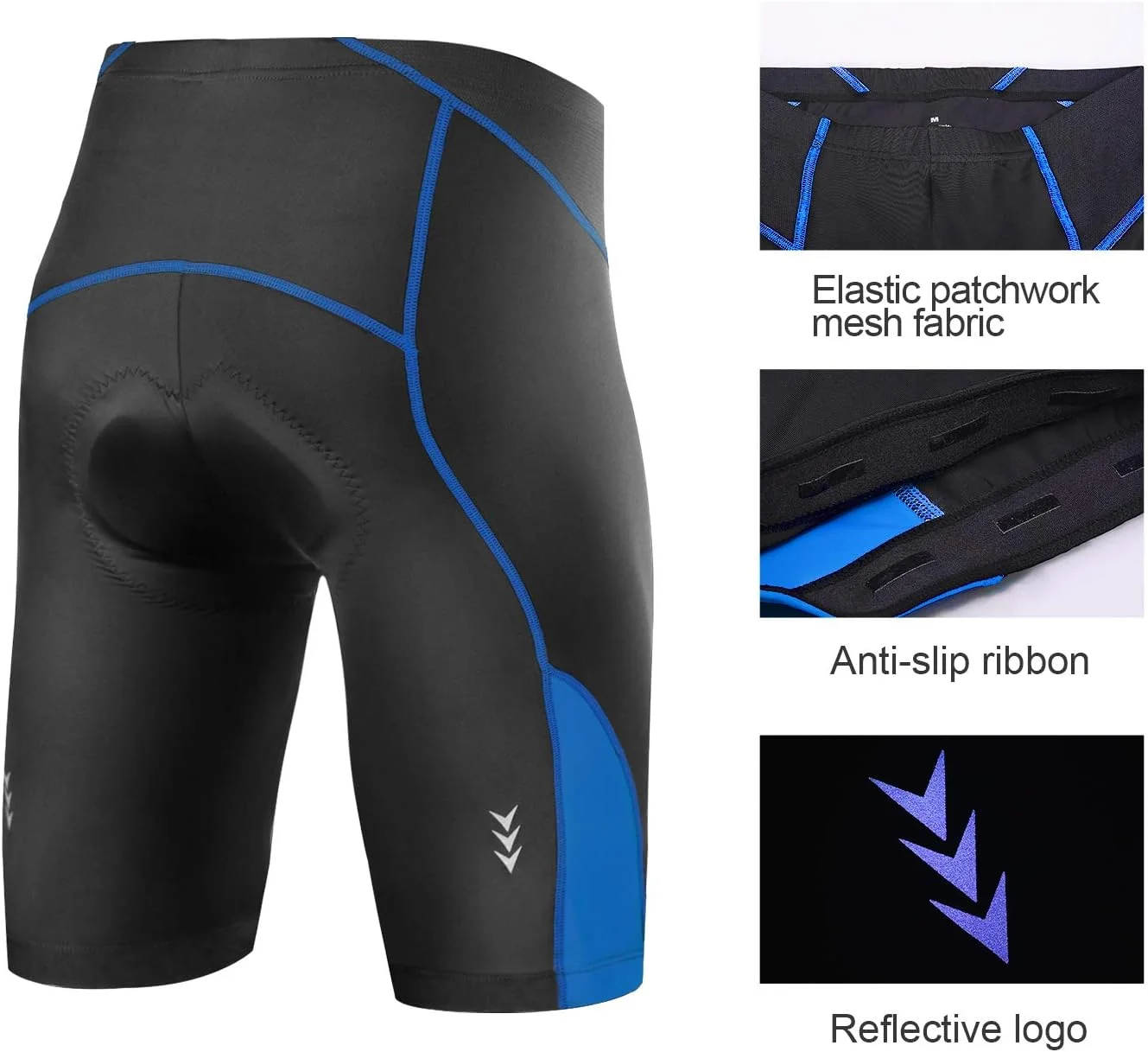 شورت دوچرخه سواری مردانه INBIKE با پد تنفسی و پارچه خنک خشک شونده سریع ضد لغزش برای دوچرخه کوهستان و جاده مشکی آبی IM8112