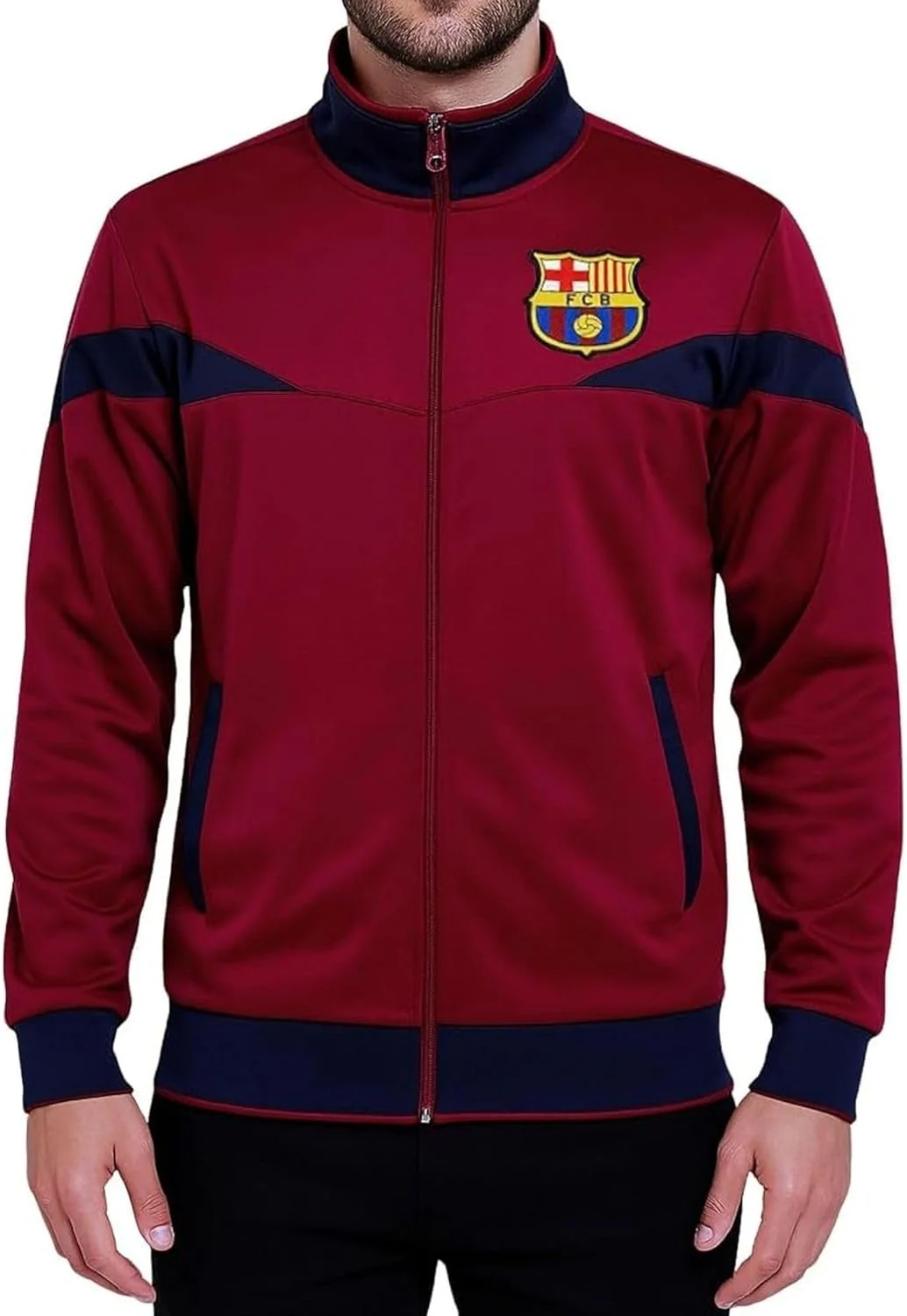 گرمکن ورزشی مردانه باشگاه فوتبال بارسلونا با زیپ کامل (تک عددی)