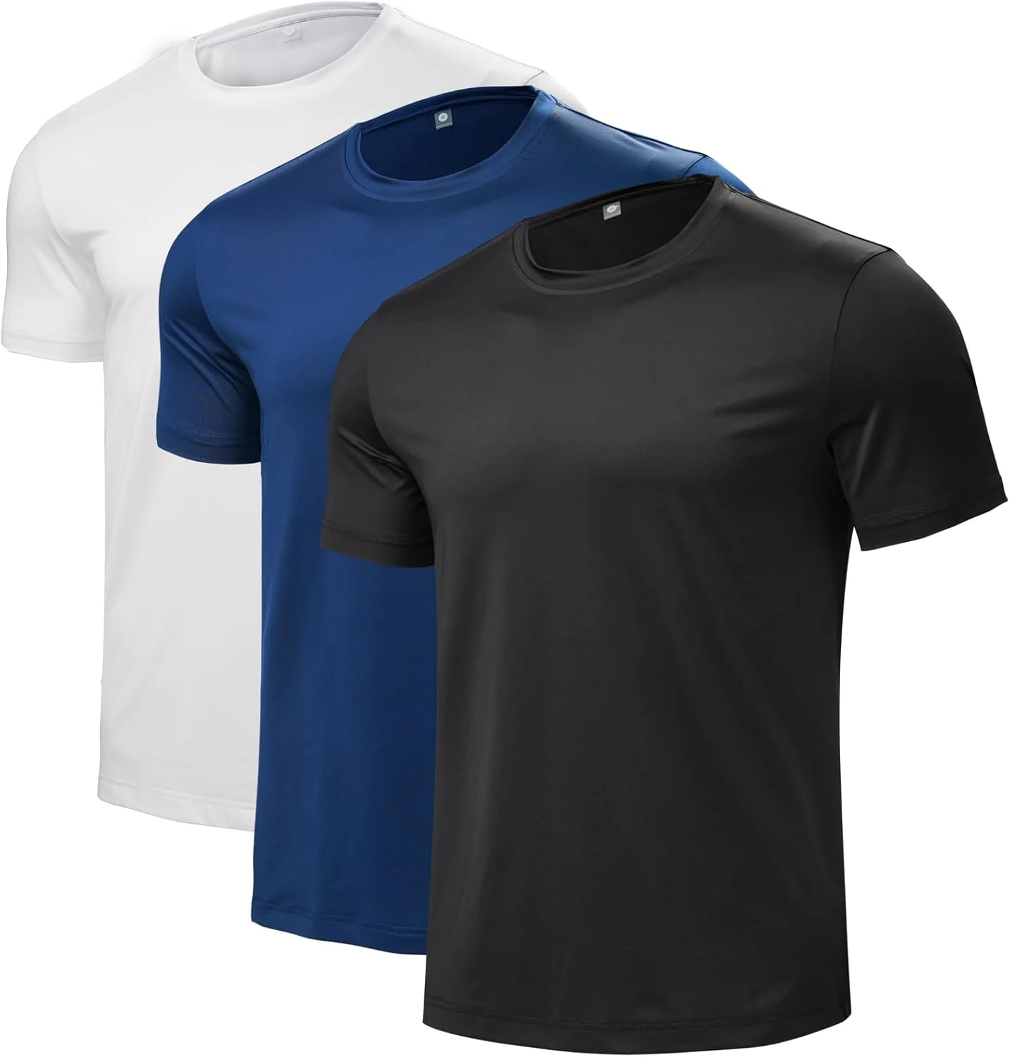 ست 3 عددی تیشرت ورزشی مردانه، تیشرت ورزشی با قابلیت خشک شدن سریع، تیشرت تمرینی باشگاه، یقه گرد، آستین کوتاه، کشسان و نرم