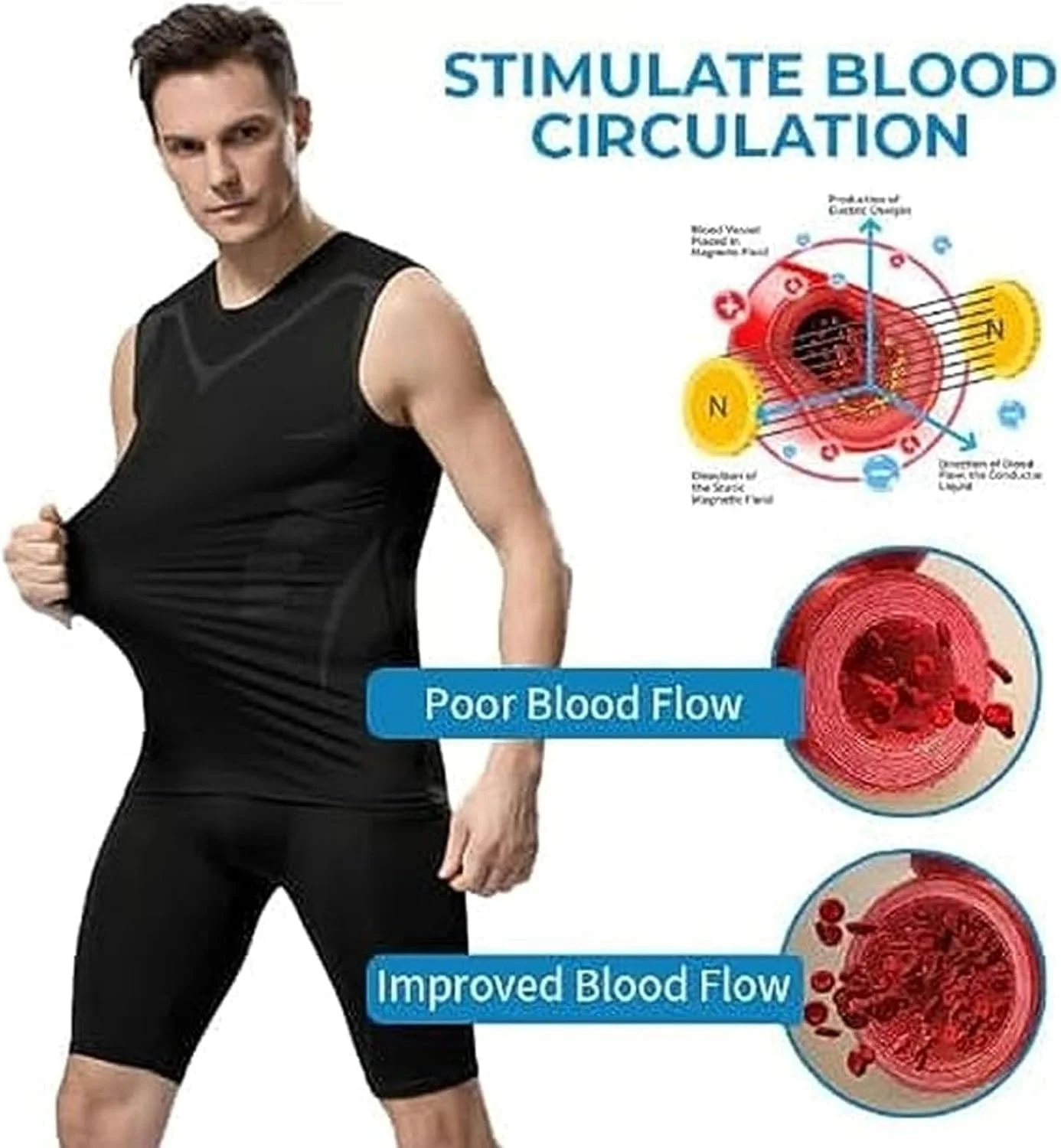 تاپ ورزشی فرم دهنده مردانه، زیرپوش لاغری آستین حلقه ای و تنفسی، تاپ فیتنس با قابلیت خشک شدن سریع (F,L)