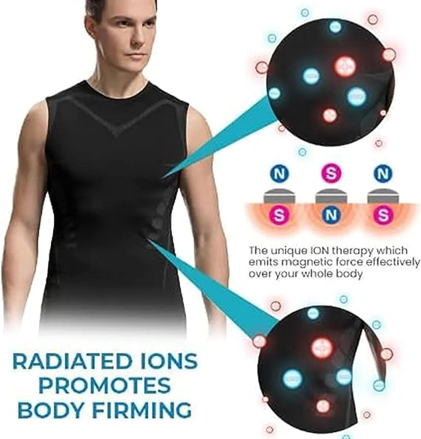 تاپ ورزشی فرم دهنده مردانه، زیرپوش لاغری آستین حلقه ای و تنفسی، تاپ فیتنس با قابلیت خشک شدن سریع (F,L)