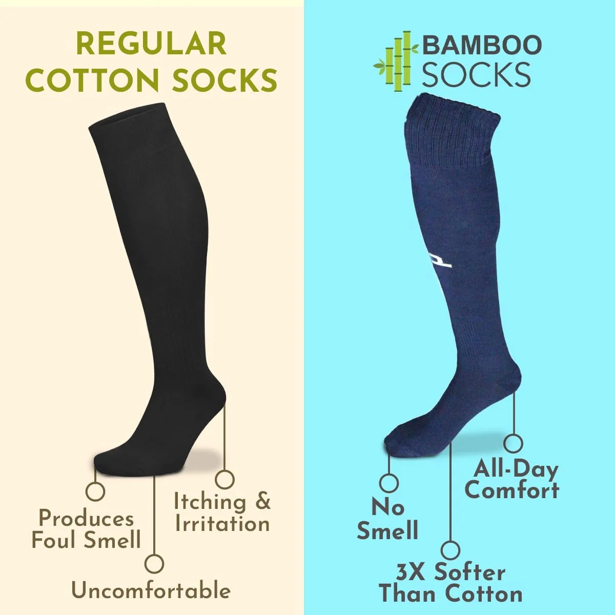 جوراب ساق بلند مردانه HEELIUM بامبو | جوراب فوتبال | جوراب با چسبندگی عالی | ضد بو، کفی پد دار و تنفس پذیر