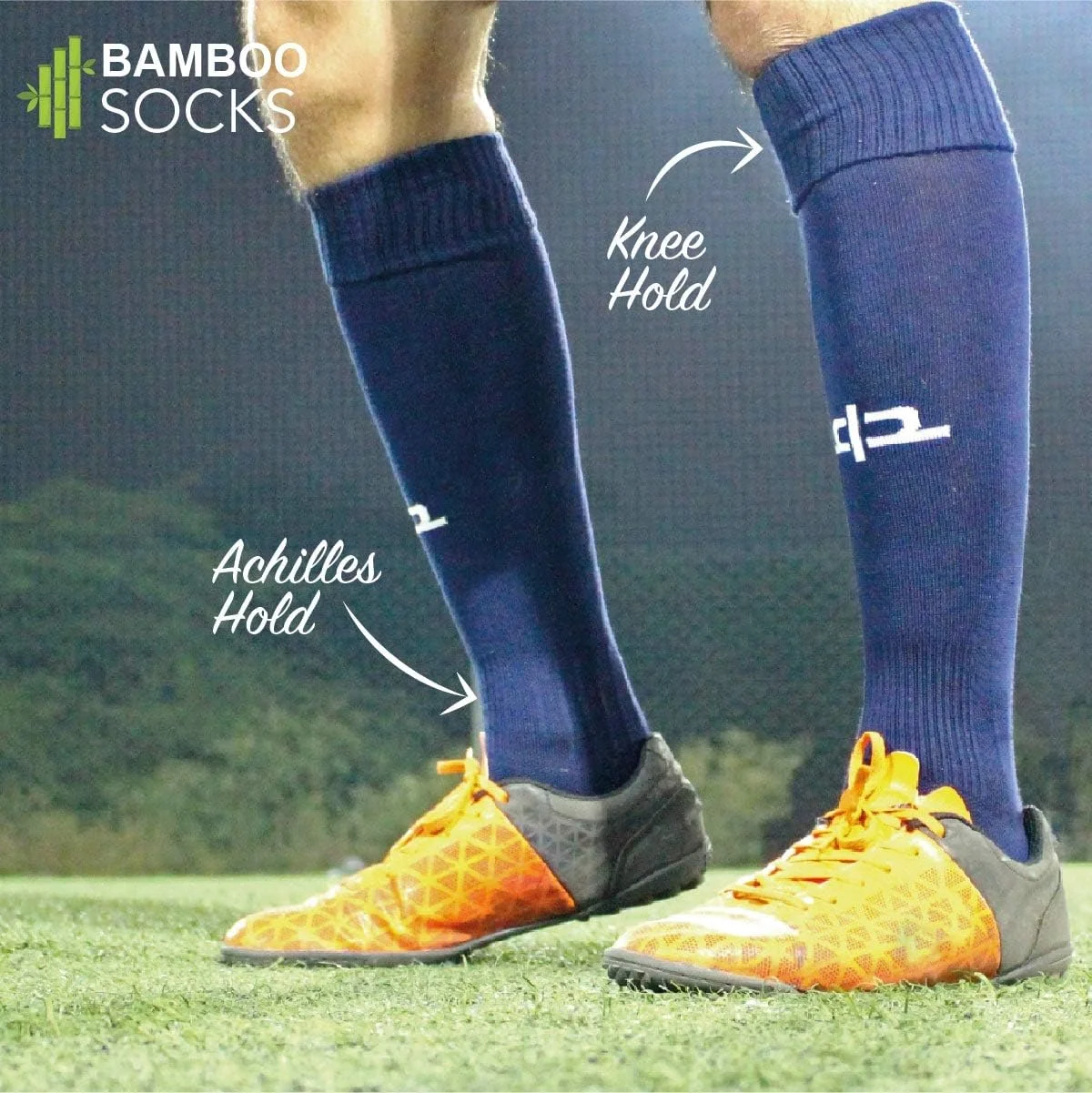 جوراب ساق بلند مردانه HEELIUM بامبو | جوراب فوتبال | جوراب با چسبندگی عالی | ضد بو، کفی پد دار و تنفس پذیر