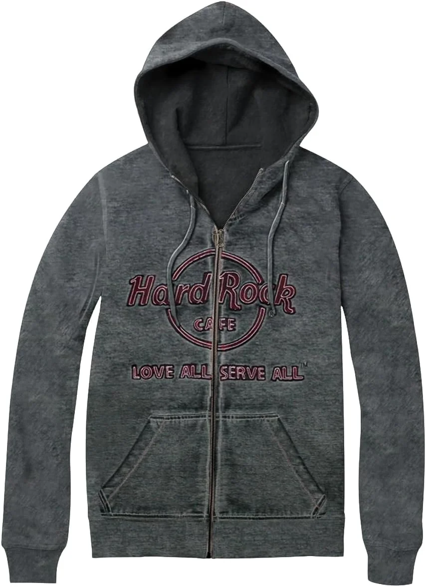 هودی زیپ‌دار مردانه طرح دابل برن اوت زغالی