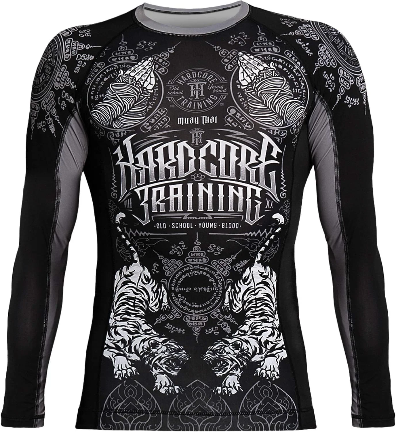 تی شرت فشاری مردانه مشکی مناسب تمرین موی تای، هنرهای رزمی ترکیبی، جوجیتسو برزیلی، فیتنس، هنرهای رزمی، کشتی و بوکس