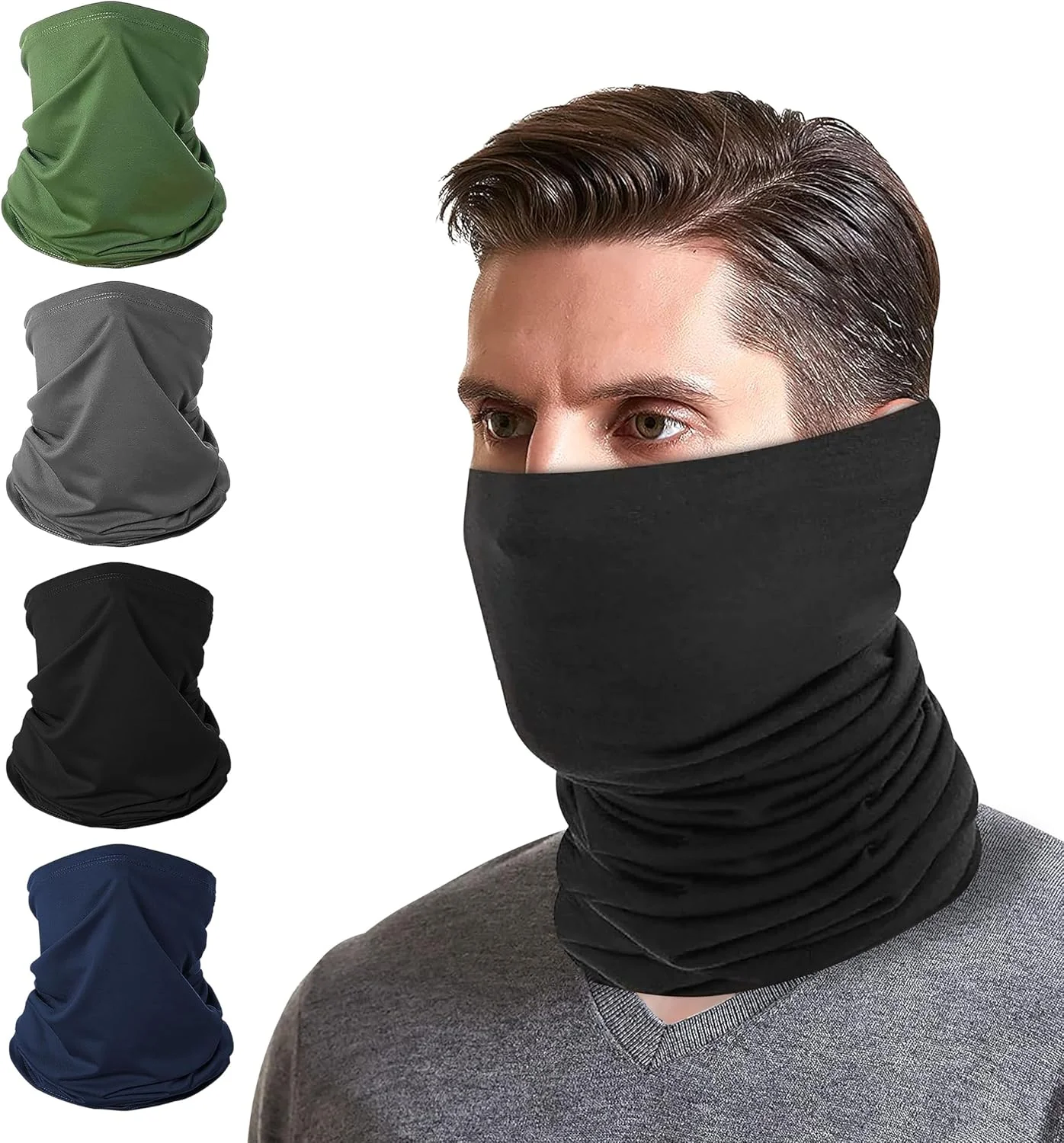 GVTECH دستمال سر ورزشی بسته 4 عددی برای آقایان و بانوان، محافظت در برابر باد و اشعه ماوراء بنفش، ابریشمی و کشسان، مناسب برای ورزش، مسابقه، دوچرخه سواری، موتورسواری، کوهنوردی، اسکی