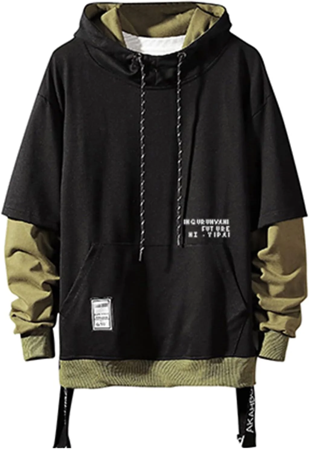 هودی مردانه پولور رنگ متضاد گورون وانی با تکه دوزی