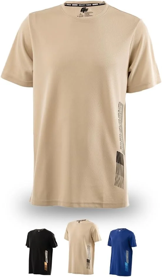 تی‌شرت ورزشی ساده مردانه Gravity Force، 100% پلی استر مناسب تمرین، باشگاه، دویدن و ورزش برای مردان | دارای قابلیت خشک شدن سریع، جذب رطوبت و تنفس پذیری