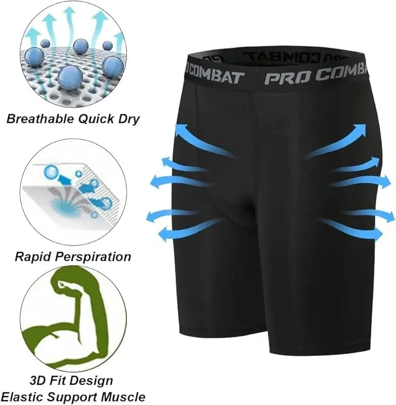 شورت ورزشی مردانه، شورت تنفسی راحت اسپندکس برای دویدن با حروف PRO COMBAT، لباس زیر ورزشی خشک و خنک برای تمرین، شورت باکسر لایه زیرین اسپندکس مناسب باشگاه