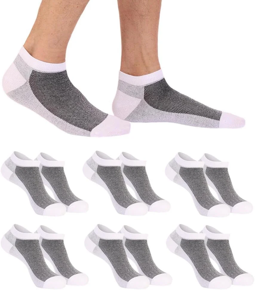 جوراب مچی مردانه گودرن، 6 جفت جوراب ساق کوتاه نخی نامرئی ضد لغزش، جوراب ورزشی تنفسی مناسب دویدن، جوراب مچی ورزشی، جوراب کوتاه غیر رسمی، جوراب قایقی مناسب تابستان - سفید