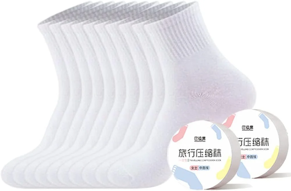 جوراب های یکبار مصرف گودرن، 10 جفت جوراب نخی کشی بدون نیاز به شستشو برای مردان و زنان - استفاده روزانه، ورزش، مسافرت کاری - سفید