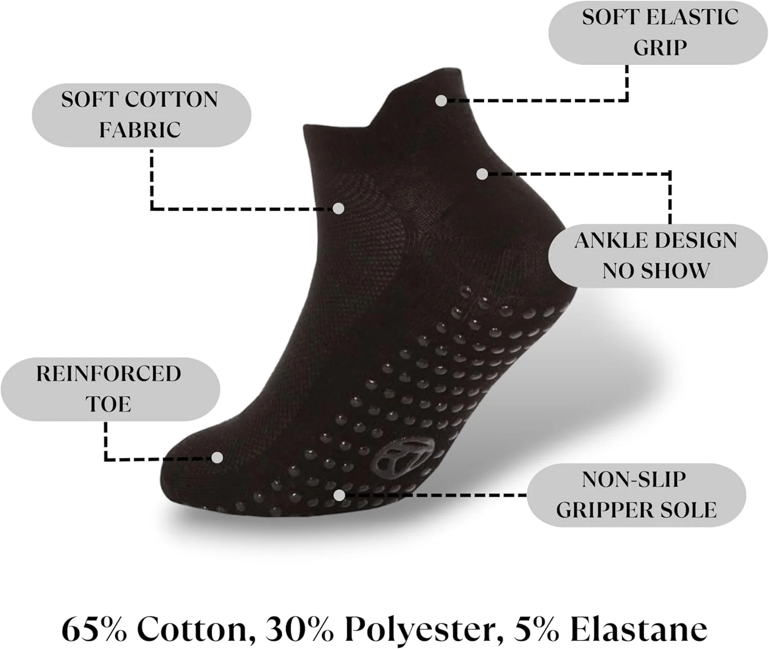 ست 3 جفتی جوراب های ضد لغزش مردانه مناسب یوگا، پیلاتس، هنرهای رزمی، فیتنس، رقص باله، جوراب های مچی با پوشش کامل انگشتان پا برای جلوگیری از افتادن