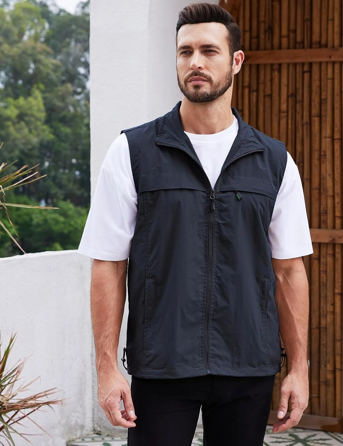 جلیقه ماهیگیری مردانه Gihuo، سبک وزن، خشک‌شونده سریع، مناسب فضای باز با جیب‌های متعدد